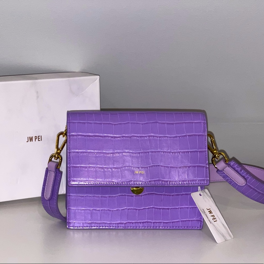 JW PEI Lavender Shoulder/Cross Body Bag. Double compartment, SML inside zipper